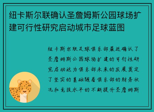 纽卡斯尔联确认圣詹姆斯公园球场扩建可行性研究启动城市足球蓝图